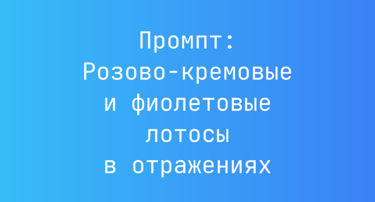 Промпт: Розово-кремовые и фиолетовые лотосы в отражениях
