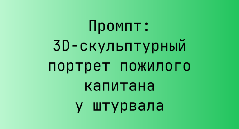 Промпт: 3D-скульптурный портрет пожилого капитана у штурвала