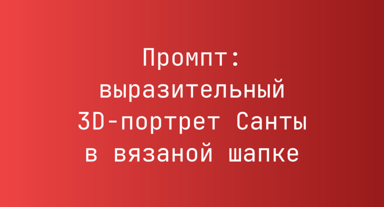 Промпт: выразительный 3D-портрет Санты в вязаной шапке