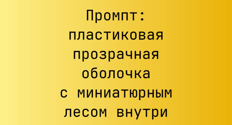 Промпт: пластиковая прозрачная оболочка с миниатюрным лесом внутри
