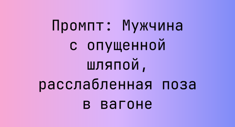 Промпт: Мужчина с опущенной шляпой, расслабленная поза в вагоне
