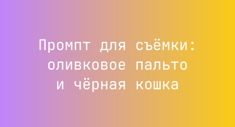 Промпт для съемки: оливковое пальто и черная кошка