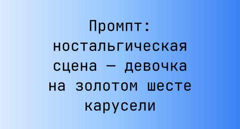 Промпт: ностальгическая сцена — девочка на золотом шесте карусели
