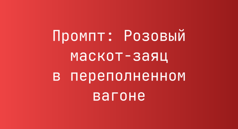 Промпт: Розовый маскот-заяц в переполненном вагоне