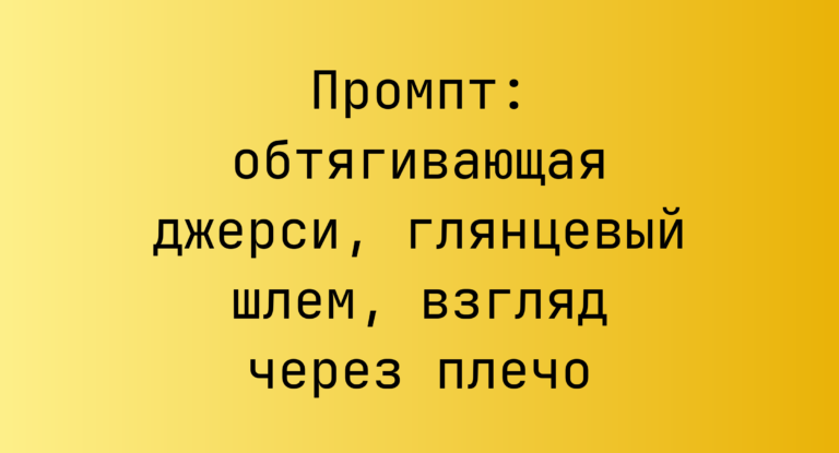 Промпт: обтягивающая джерси, глянцевый шлем, взгляд через плечо