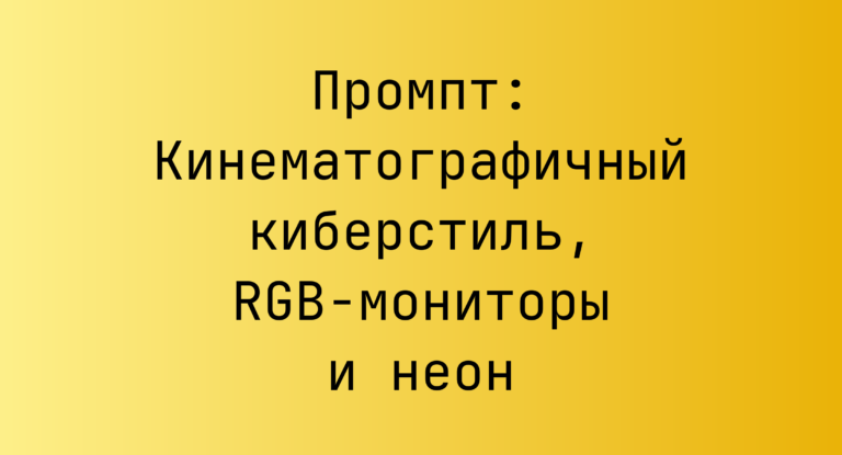 Промпт: Кинематографичный киберстиль, RGB-мониторы и неон