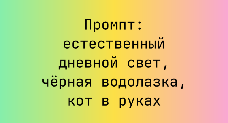 Промпт: естественный дневной свет, черная водолазка, кот в руках