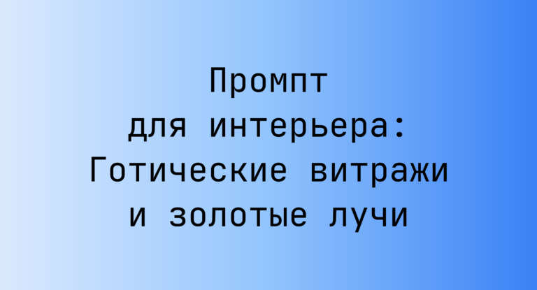Промпт для интерьера: Готические витражи и золотые лучи