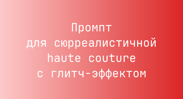 Промпт для сюрреалистичной haute couture с глитч-эффектом