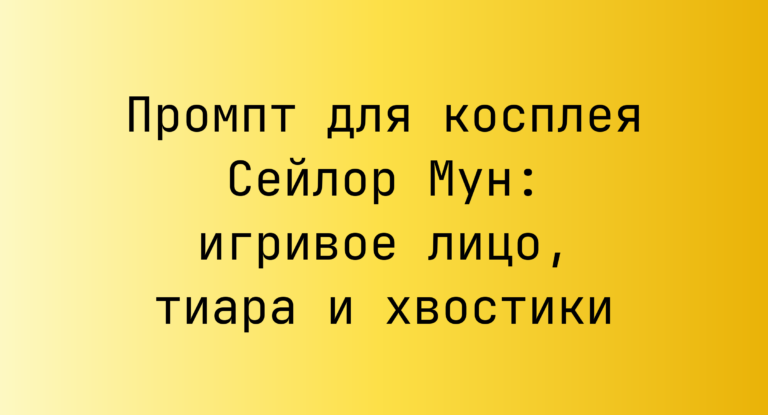 Промпт для косплея Сейлор Мун: игривое лицо, тиара и хвостики