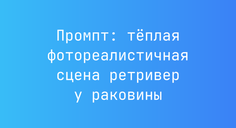 Промпт: тёплая фотореалистичная сцена ретривер у раковины