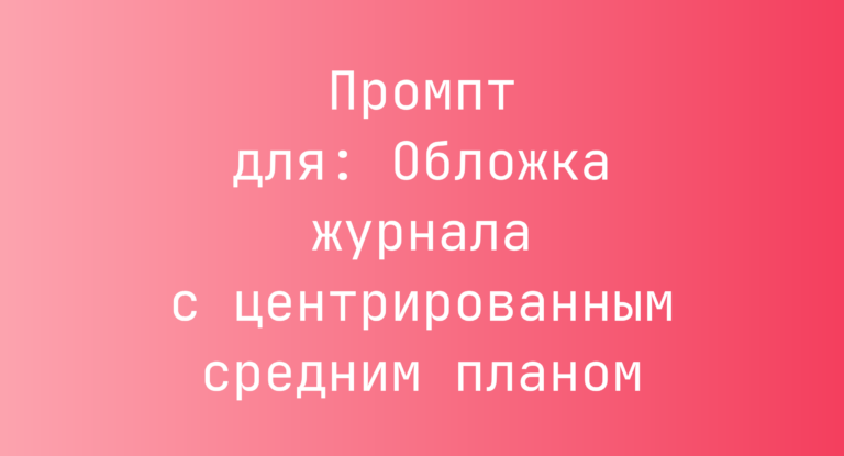 Промпт для: Обложка журнала с центрированным средним планом