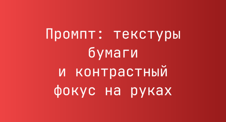 Промпт: текстуры бумаги и контрастный фокус на руках