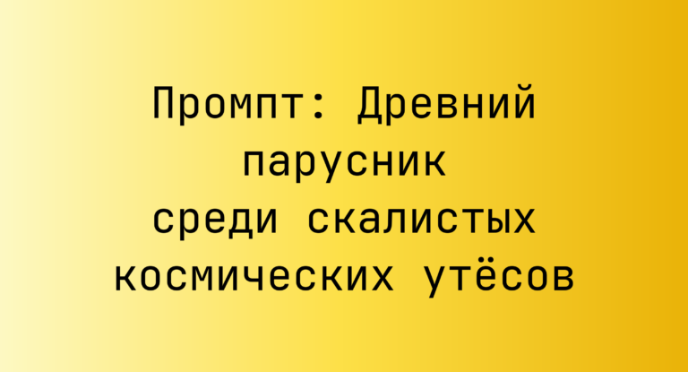 Промпт: Древний парусник среди скалистых космических утёсов