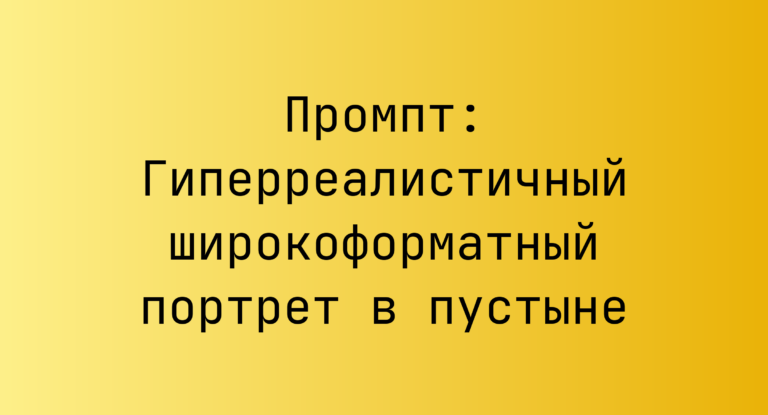 Промпт: Гиперреалистичный широкоформатный портрет в пустыне