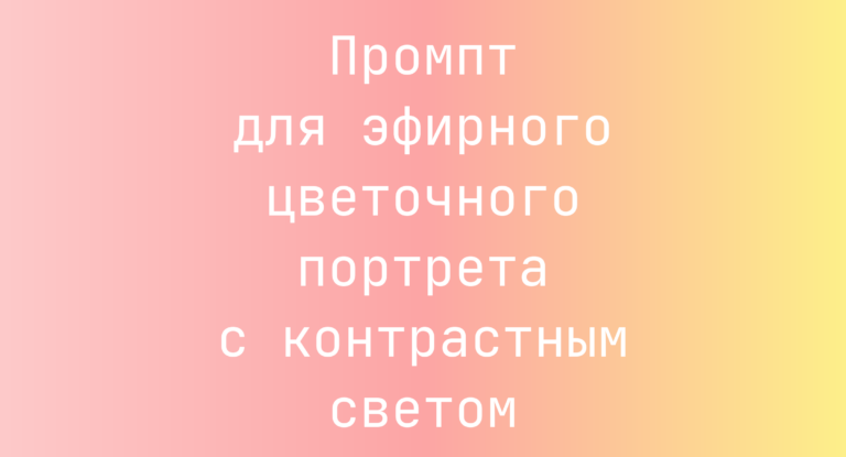 Промпт для эфирного цветочного портрета с контрастным светом