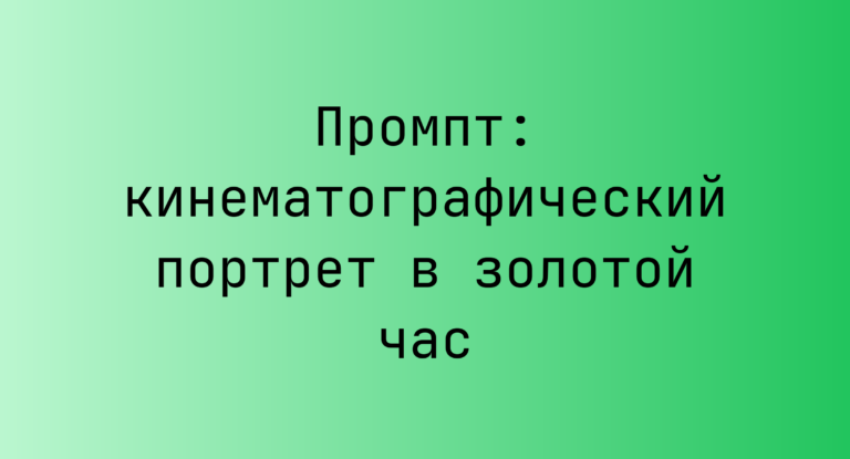 Промпт: кинематографический портрет в золотой час