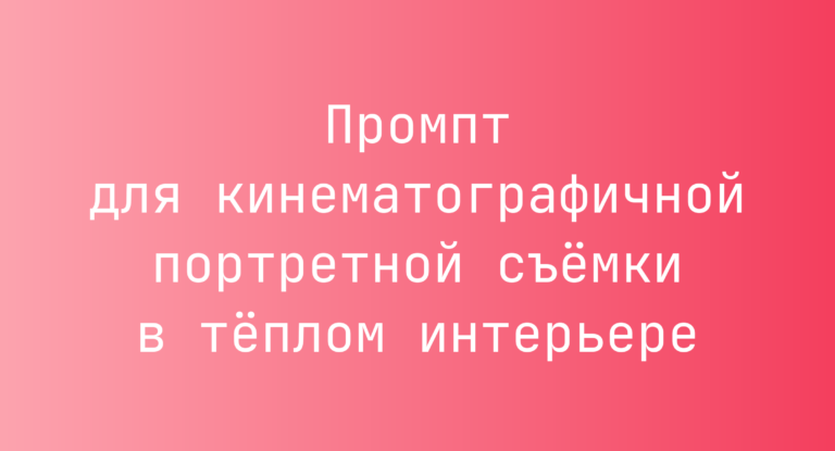 Промпт для кинематографичной портретной съёмки в тёплом интерьере