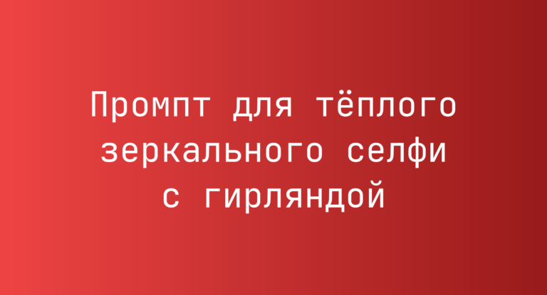 Промпт для тёплого зеркального селфи с гирляндой