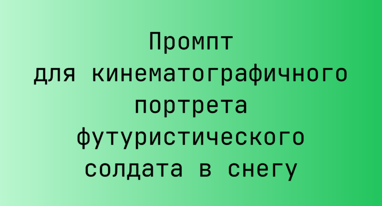 Промпт для кинематографичного портрета футуристического солдата в снегу