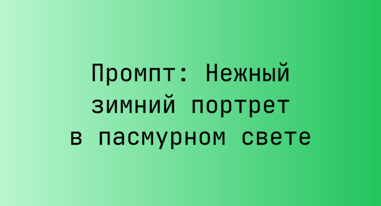 Промпт: Нежный зимний портрет в пасмурном свете