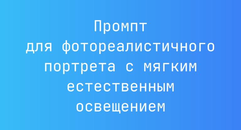 Промпт для фотореалистичного портрета с мягким естественным освещением