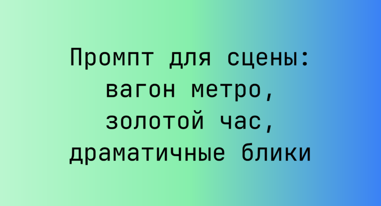 Промпт для сцены: вагон метро, золотой час, драматичные блики