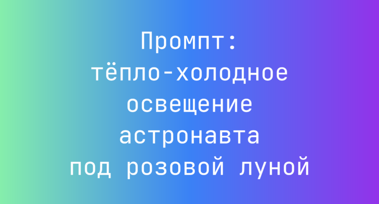 Промпт: тёпло‑холодное освещение астронавта под розовой луной