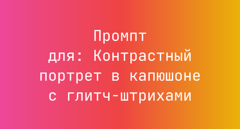 Промпт для: Контрастный портрет в капюшоне с глитч-штрихами