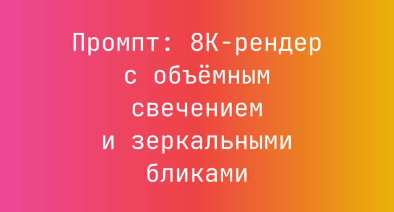 Промпт: 8K-рендер с объемным свечением и зеркальными бликами