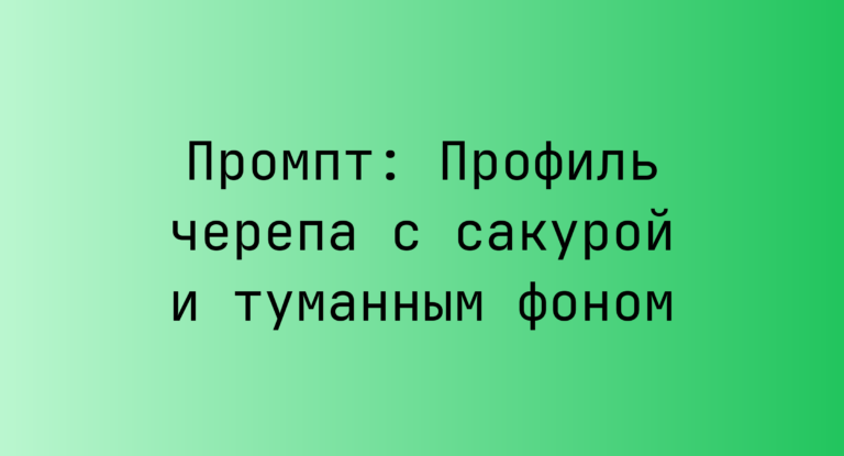 Промпт: Профиль черепа с сакурой и туманным фоном