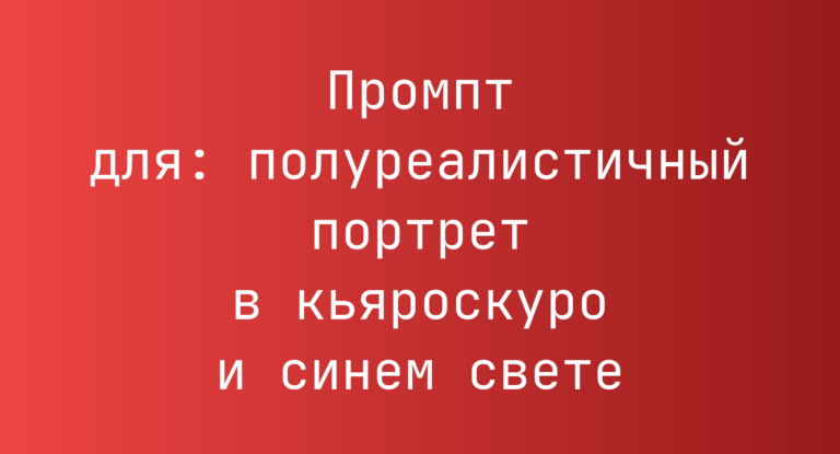 Промпт для: полуреалистичный портрет в кьяроскуро и синем свете