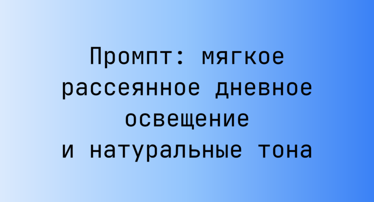 Промпт: мягкое рассеянное дневное освещение и натуральные тона