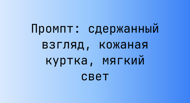 Промпт: сдержанный взгляд, кожаная куртка, мягкий свет