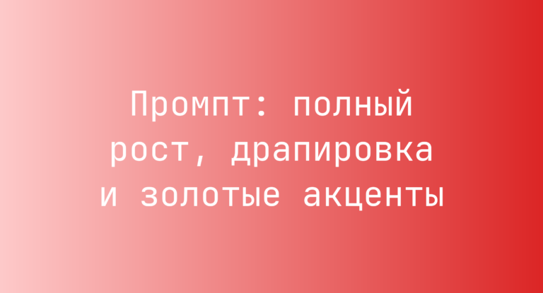 Промпт: полный рост, драпировка и золотые акценты