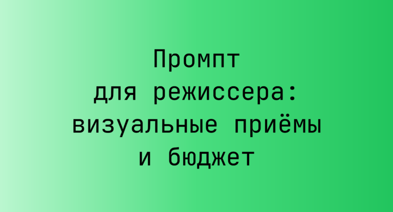Промпт для режиссера: визуальные приёмы и бюджет