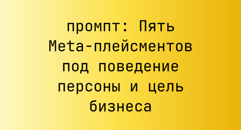 Пять Meta-плейсментов под поведение персоны и цель бизнеса