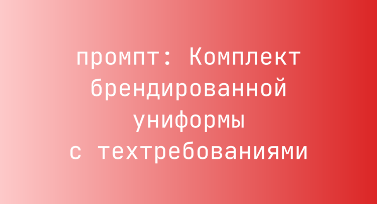 Комплект брендированной униформы с техтребованиями