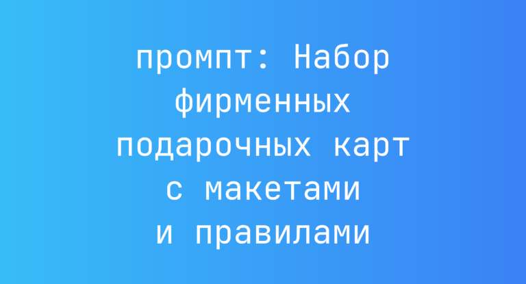 Набор фирменных подарочных карт с макетами и правилами