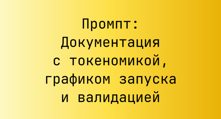 Промпт: Документация с токеномикой, графиком запуска и валидацией