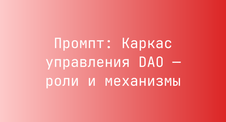 Промпт: Каркас управления DAO — роли и механизмы