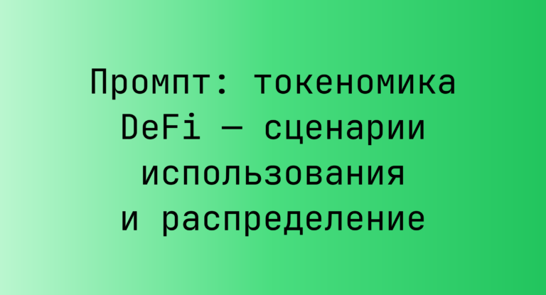 Промпт: токеномика DeFi — сценарии использования и распределение