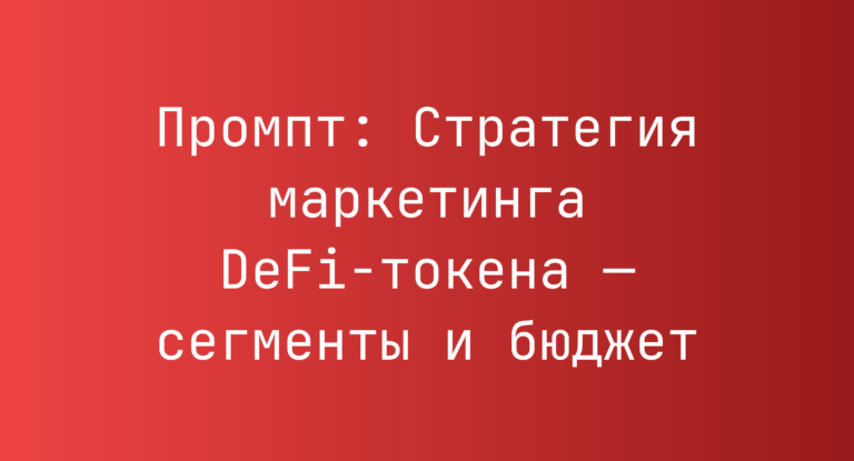 Промпт: Стратегия маркетинга DeFi‑токена — сегменты и бюджет