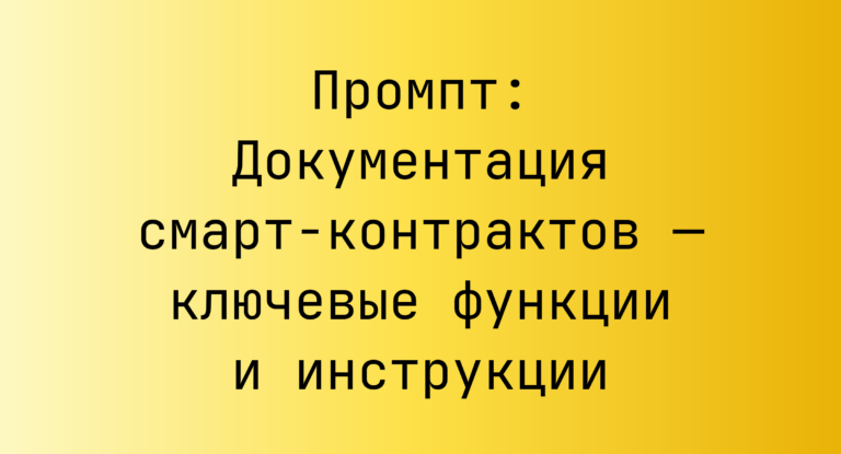 Промпт: Документация смарт‑контрактов — ключевые функции и инструкции