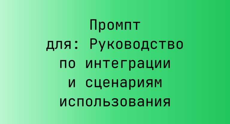 Промпт для: Руководство по интеграции и сценариям использования