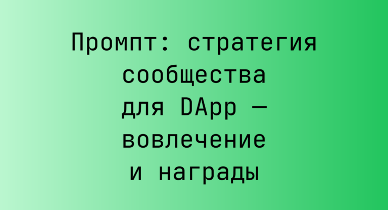 Промпт: стратегия сообщества для DApp — вовлечение и награды