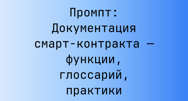 Промпт: Документация смарт‑контракта — функции, глоссарий, практики