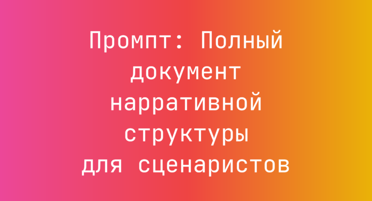 Промпт: Полный документ нарративной структуры для сценаристов
