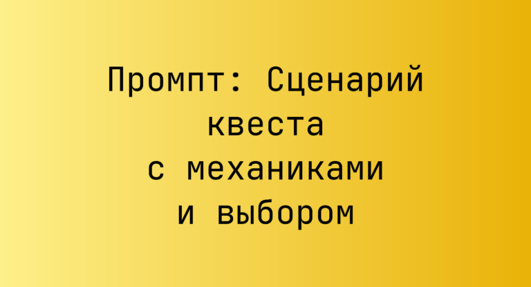 Промпт: Сценарий квеста с механиками и выбором