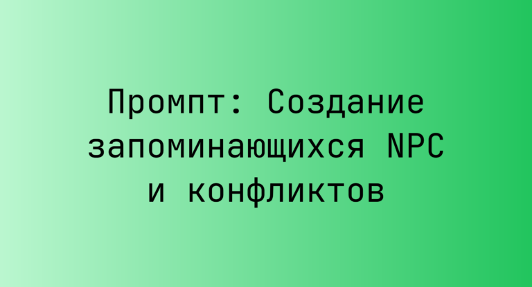 Промпт: Создание запоминающихся NPC и конфликтов